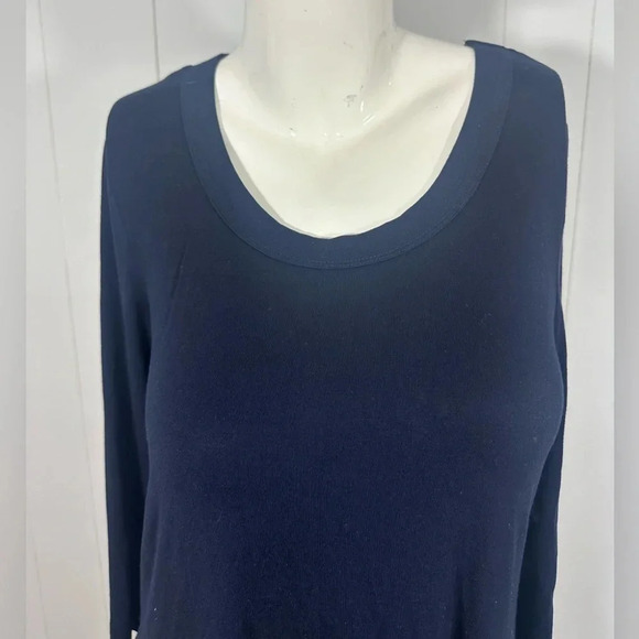 Joan Vass Studio M Navy Long Sleeve Tunic Top Asymmetrical Dress 3/4 Sleeve - Picture 2 of 12